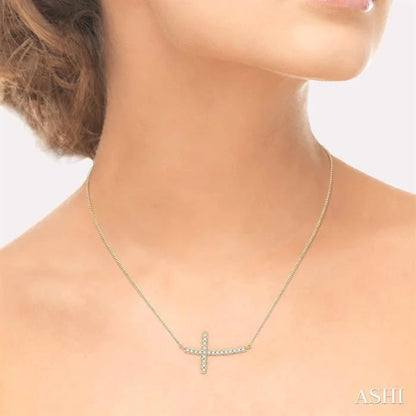 Sideway Cross Diamond Fashion Pendant