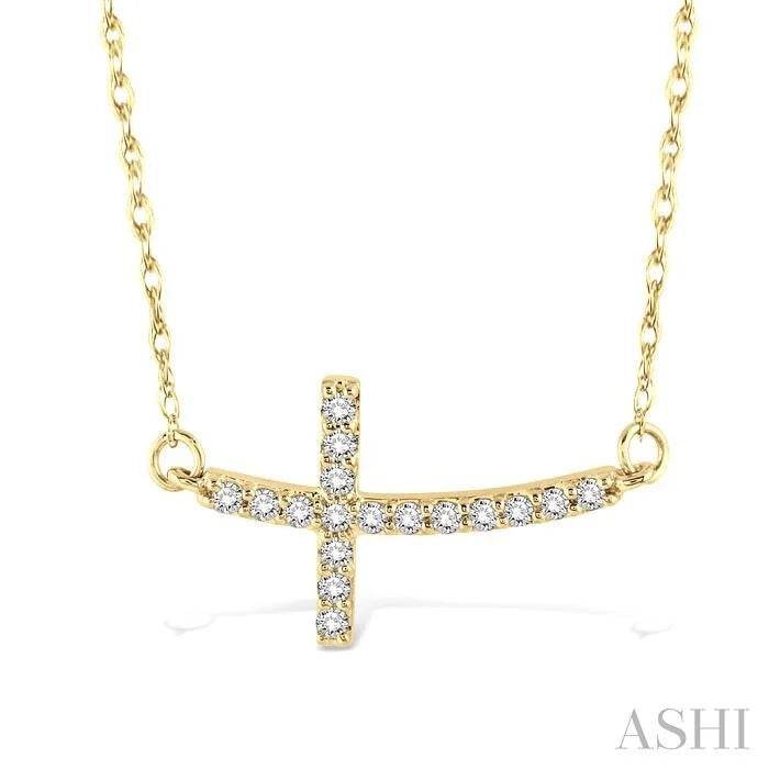 Sideway Cross Diamond Fashion Pendant