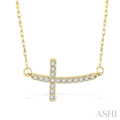 Sideway Cross Diamond Fashion Pendant