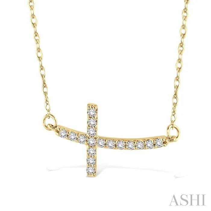 Sideway Cross Diamond Fashion Pendant