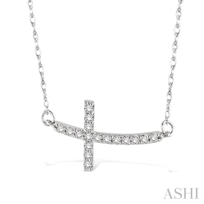 Sideway Cross Diamond Fashion Pendant