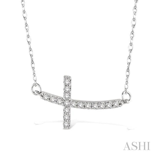 Sideway Cross Diamond Fashion Pendant