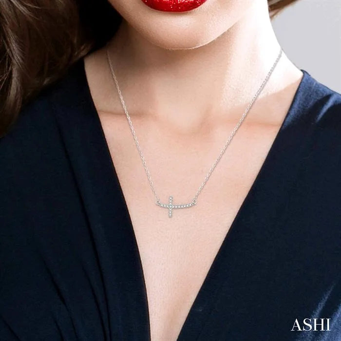 Sideway Cross Diamond Fashion Pendant