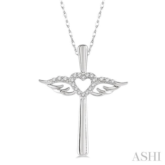 Angel Wings Heart Shape & Cross Diamond Fashion Pendant