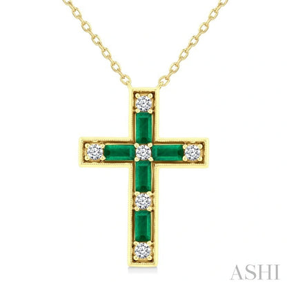 Cross Gemstone & Diamond Fashion Pendant