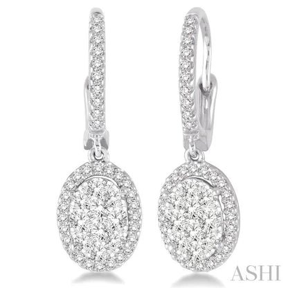 Oval Shape Halo Lovebright Essential Diamond Earrings