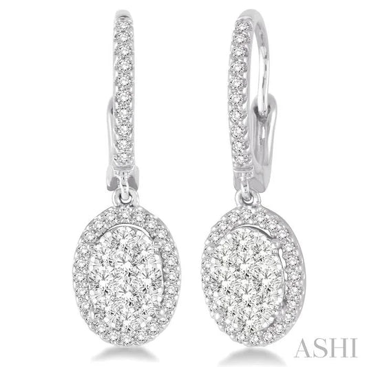 Oval Shape Halo Lovebright Essential Diamond Earrings