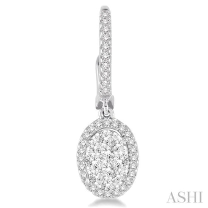 Oval Shape Halo Lovebright Essential Diamond Earrings