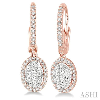 Oval Shape Halo Lovebright Essential Diamond Earrings