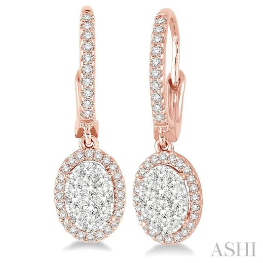Oval Shape Halo Lovebright Essential Diamond Earrings