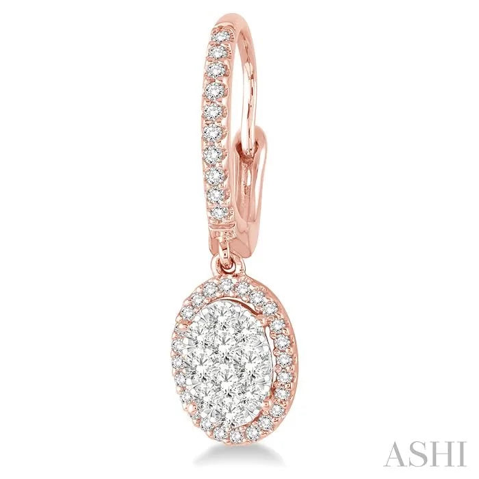 Oval Shape Halo Lovebright Essential Diamond Earrings