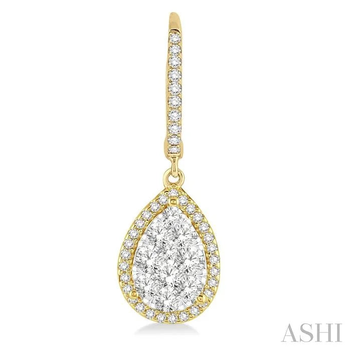 Pear Shape Halo Lovebright Essential Diamond Earrings
