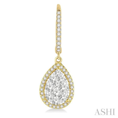 Pear Shape Halo Lovebright Essential Diamond Earrings
