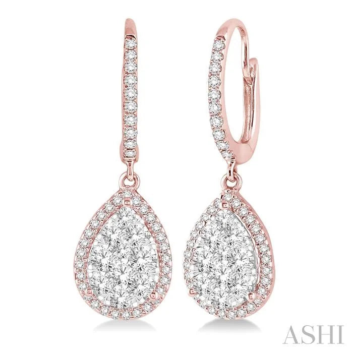 Pear Shape Halo Lovebright Essential Diamond Earrings