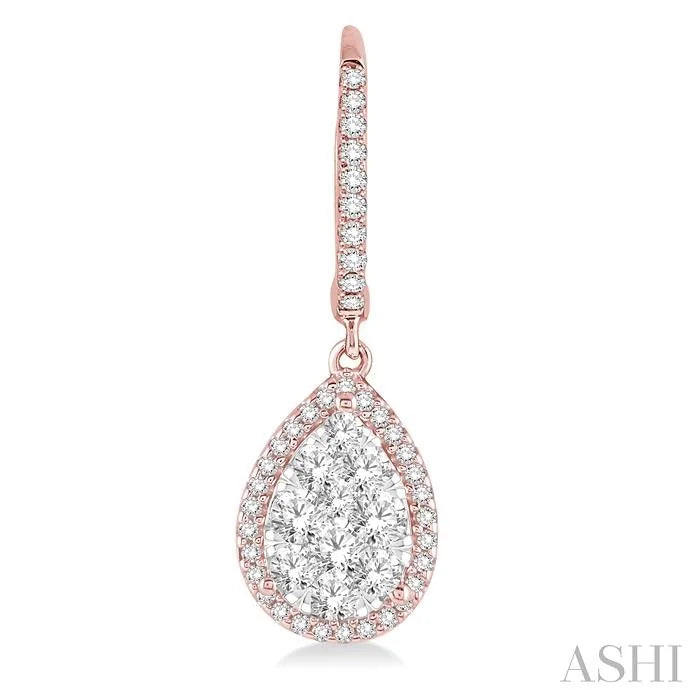 Pear Shape Halo Lovebright Essential Diamond Earrings
