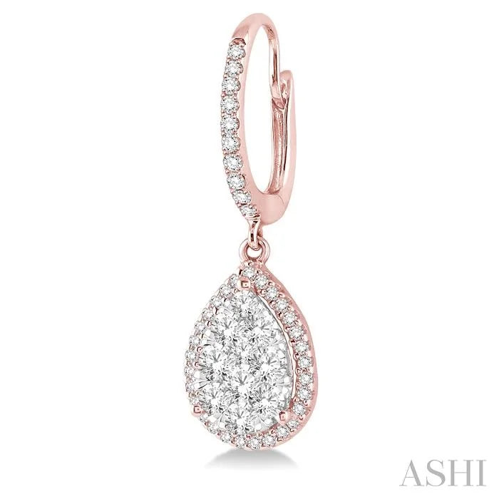 Pear Shape Halo Lovebright Essential Diamond Earrings