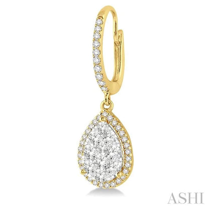 Pear Shape Halo Lovebright Essential Diamond Earrings
