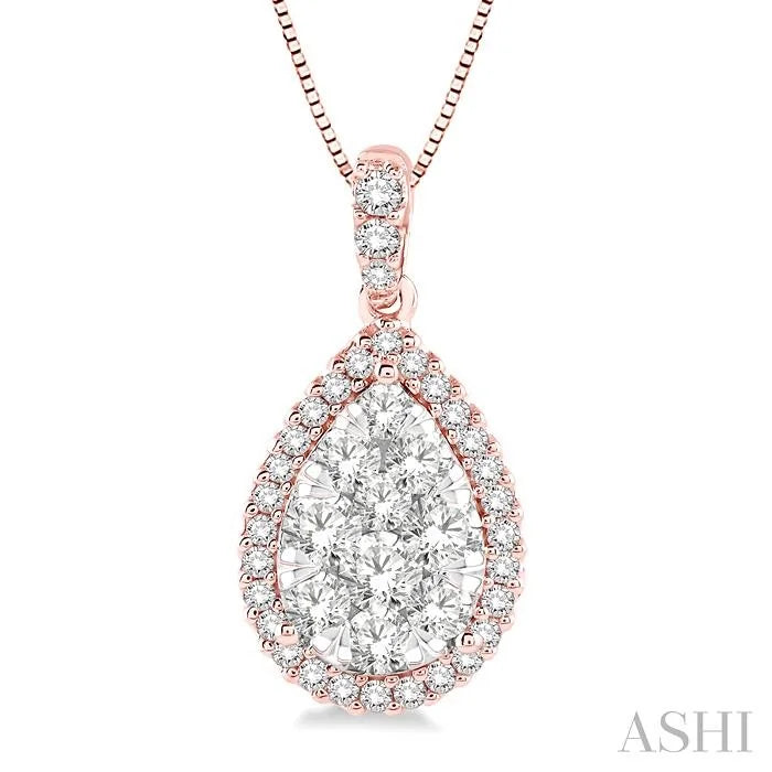 Pear Shape Halo Lovebright Essential Diamond Pendant