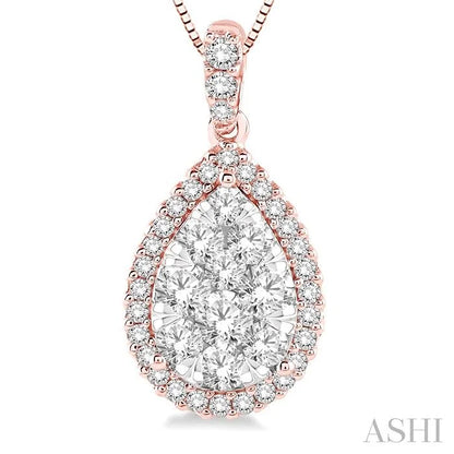Pear Shape Halo Lovebright Essential Diamond Pendant