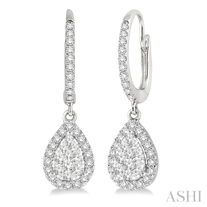 Pear Shape Halo Lovebright Essential Diamond Earrings