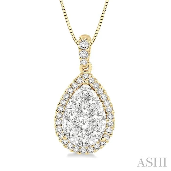 Pear Shape Halo Lovebright Essential Diamond Pendant