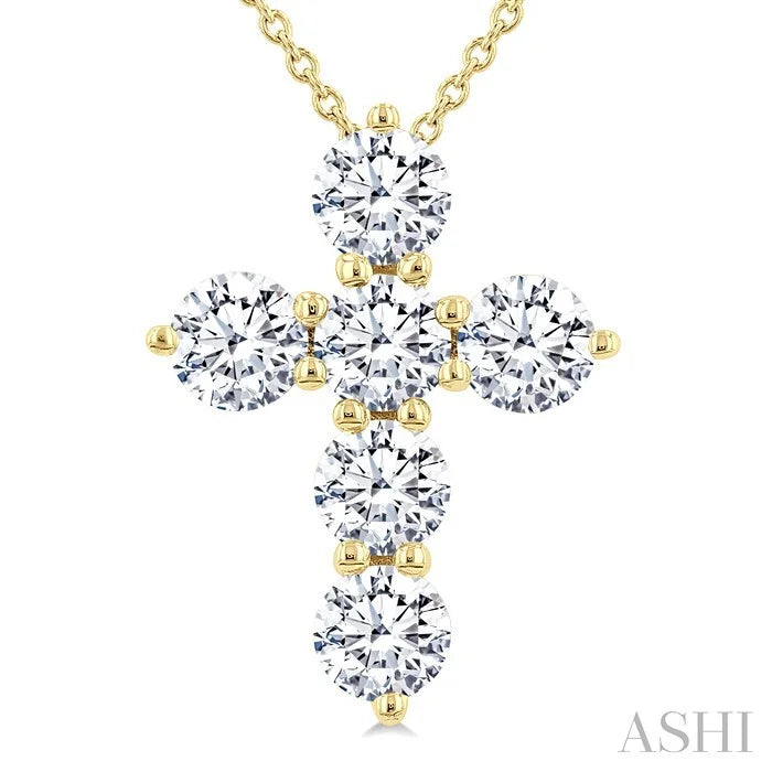 6 Stone Cross Diamond Fashion Pendant
