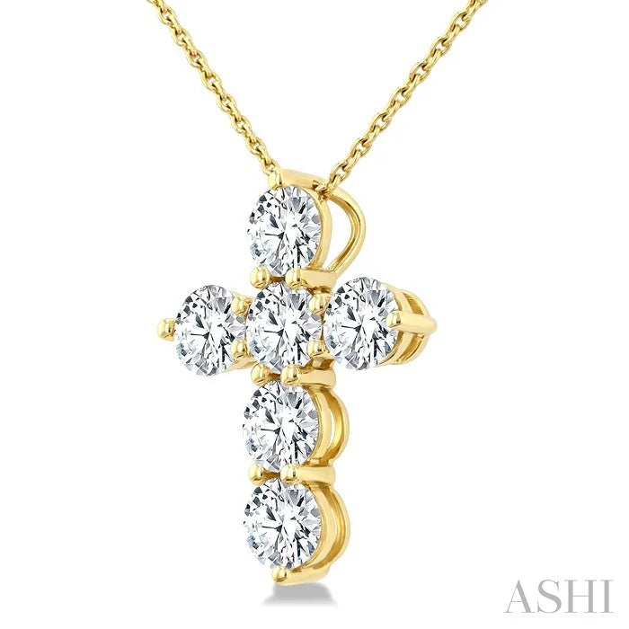 6 Stone Cross Diamond Fashion Pendant