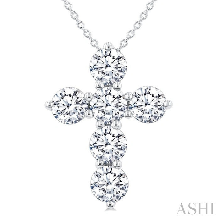6 Stone Cross Diamond Fashion Pendant