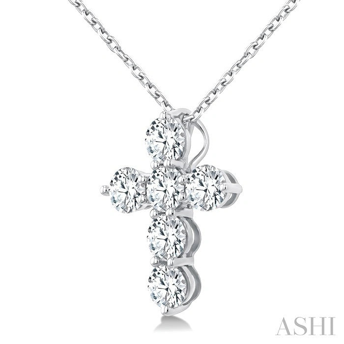 6 Stone Cross Diamond Fashion Pendant