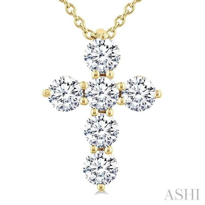 6 Stone Cross Diamond Fashion Pendant