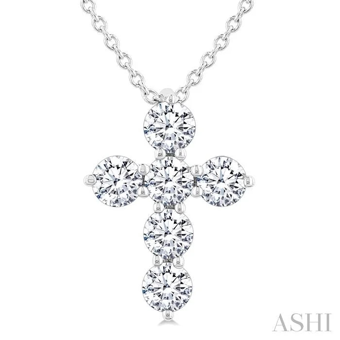 6 Stone Cross Diamond Fashion Pendant