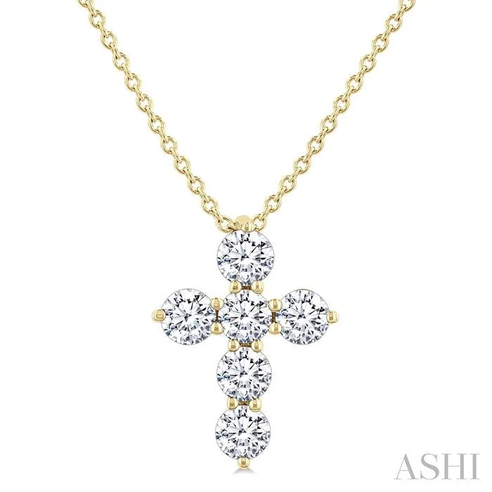 6 Stone Cross Diamond Fashion Pendant