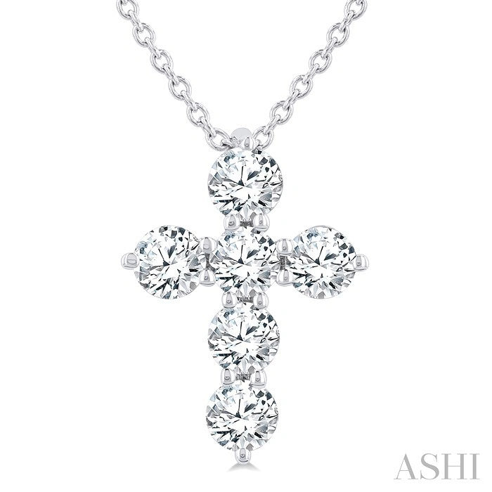 6 Stone Cross Diamond Fashion Pendant