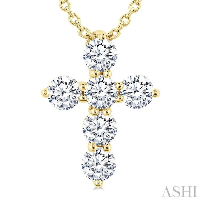6 Stone Cross Diamond Fashion Pendant