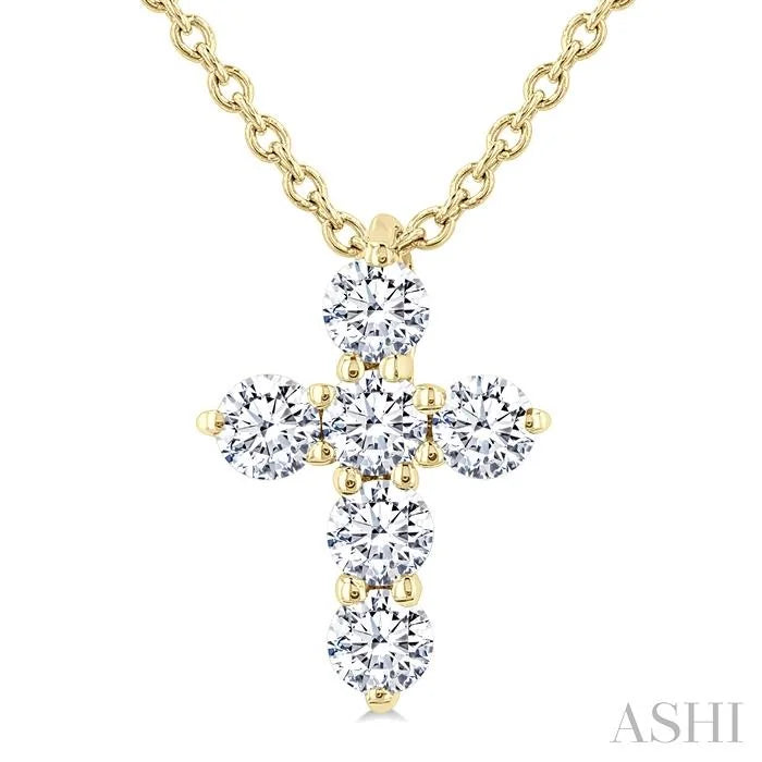 6 Stone Cross Diamond Fashion Pendant