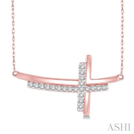 Sideway Cross Diamond Fashion Pendant