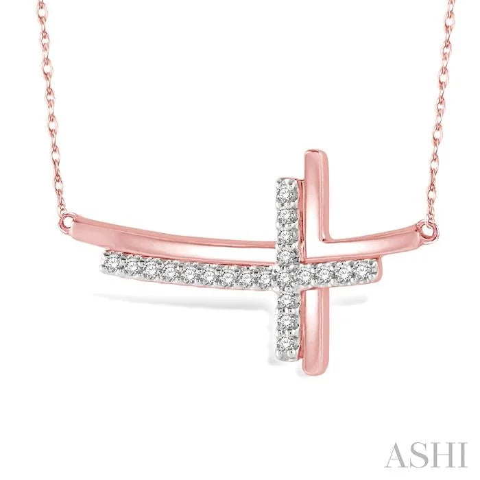 Sideway Cross Diamond Fashion Pendant
