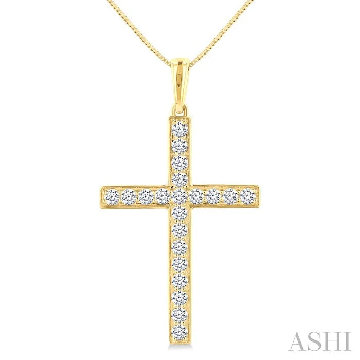 Pave-Set Cross Diamond Fashion Pendant