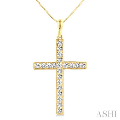 Pave-Set Cross Diamond Fashion Pendant