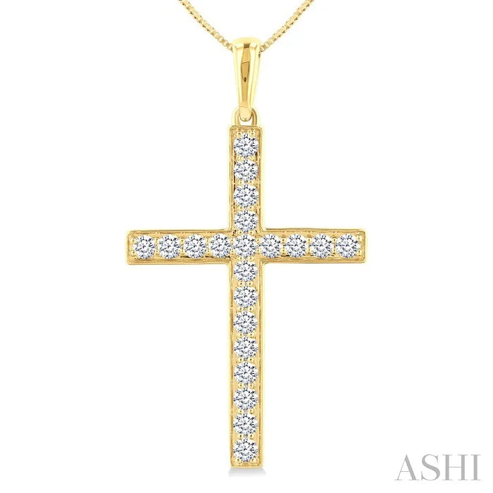 Pave-Set Cross Diamond Fashion Pendant
