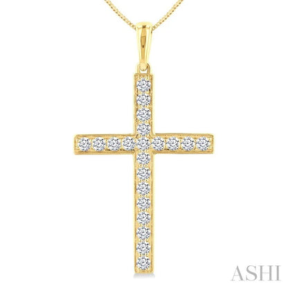 Pave-Set Cross Diamond Fashion Pendant