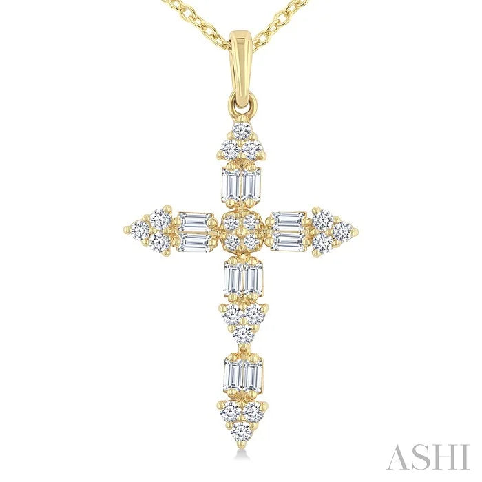 Cross Baguette Diamond Fashion Pendant