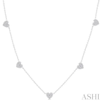 Heart Shape Diamond Station Necklace