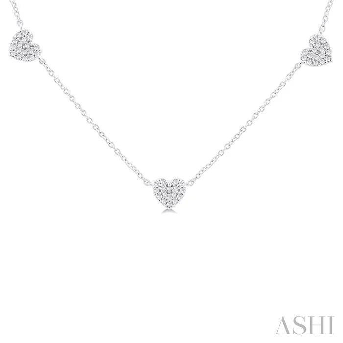 Heart Shape Diamond Station Necklace