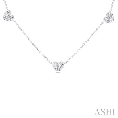 Heart Shape Diamond Station Necklace