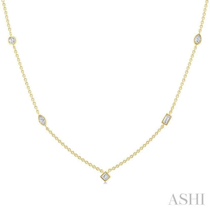 Mixed Shape Bezel Set Diamond Station Necklace