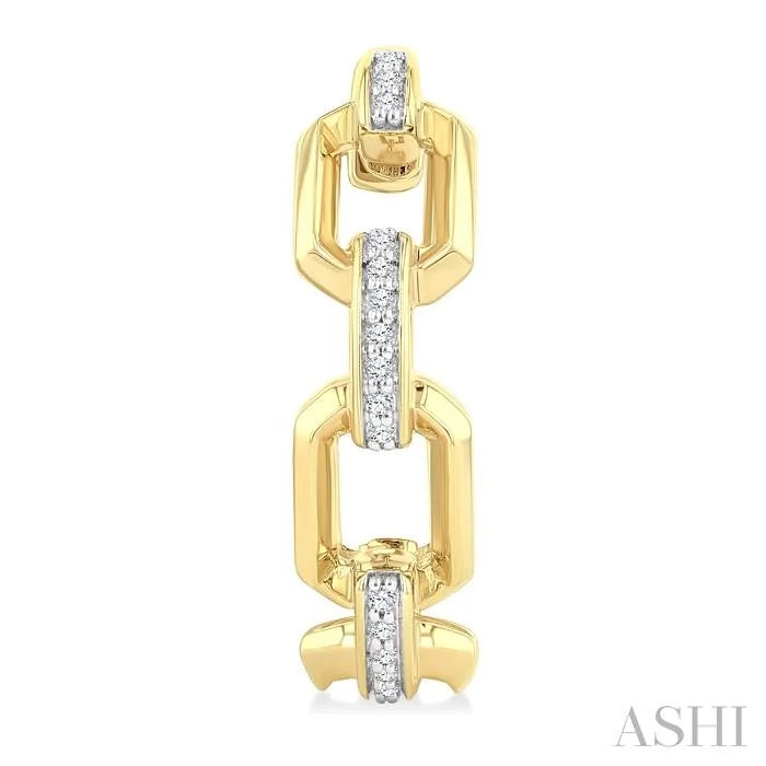 Bold Octagon Shape Link Diamond Fashion Hoop Earrings
