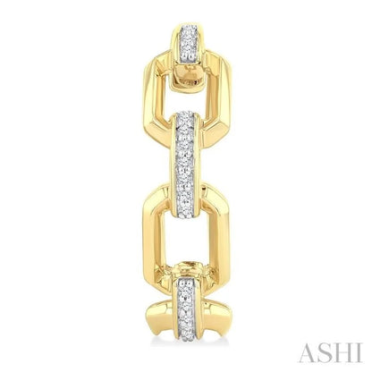 Bold Octagon Shape Link Diamond Fashion Hoop Earrings