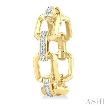 Bold Octagon Shape Link Diamond Fashion Hoop Earrings