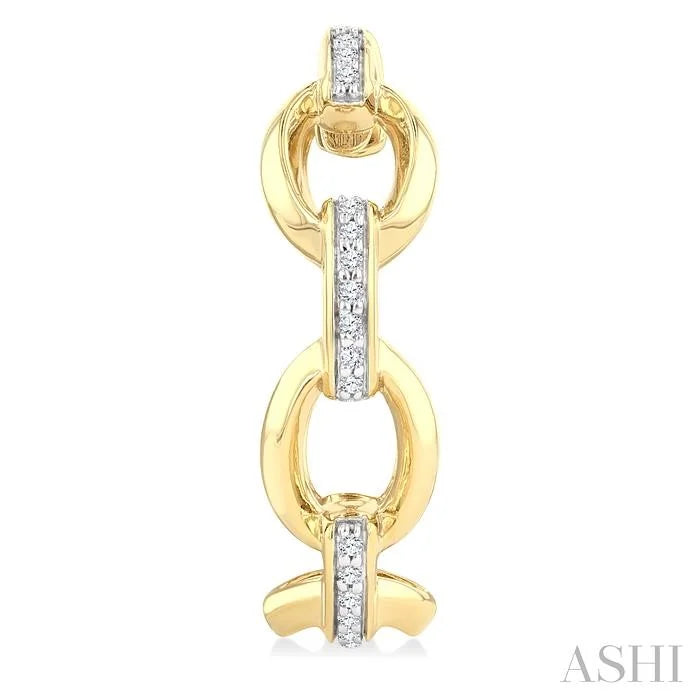 Bold Oval Shape Link Diamond Fashion Hoop Earrings